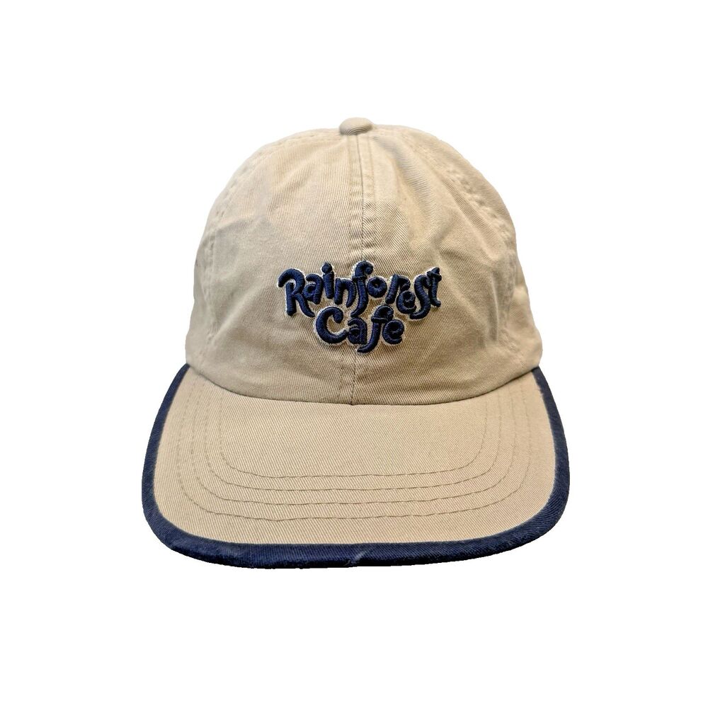 Rainforest Cafe Tan Khaki Hat Cap Adjustable Strap Back Cotton EUC